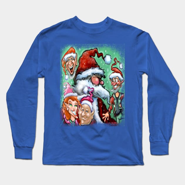 Santa Claus and Christmas Elves Long Sleeve T-Shirt by Kevin Middleton